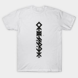 ODIN'S SPEAR - Black Bind Rune Design INK SPLAT T-Shirt